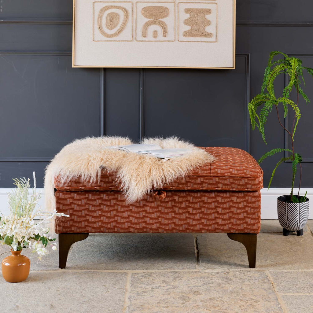 Hartpury Storage Ottoman in Rust Maze