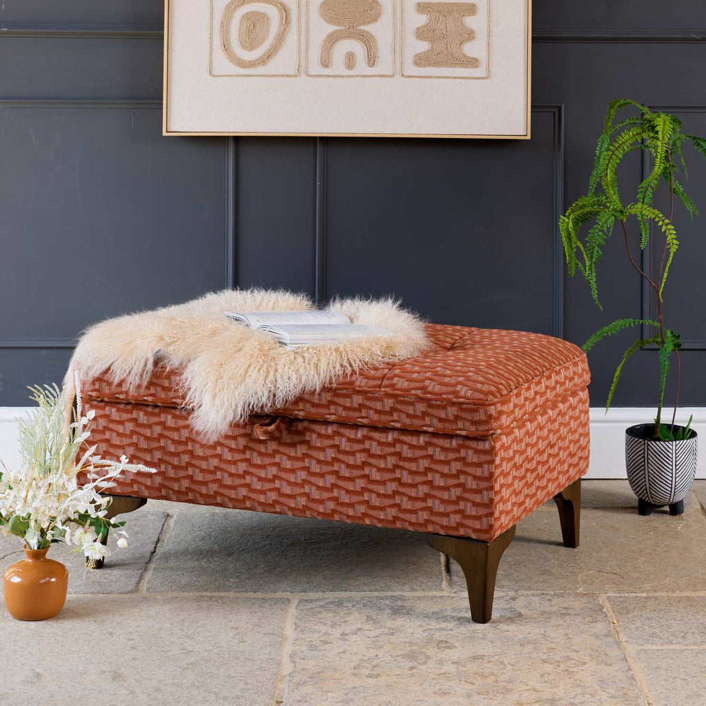 Hartpury Storage Ottoman in Rust Maze
