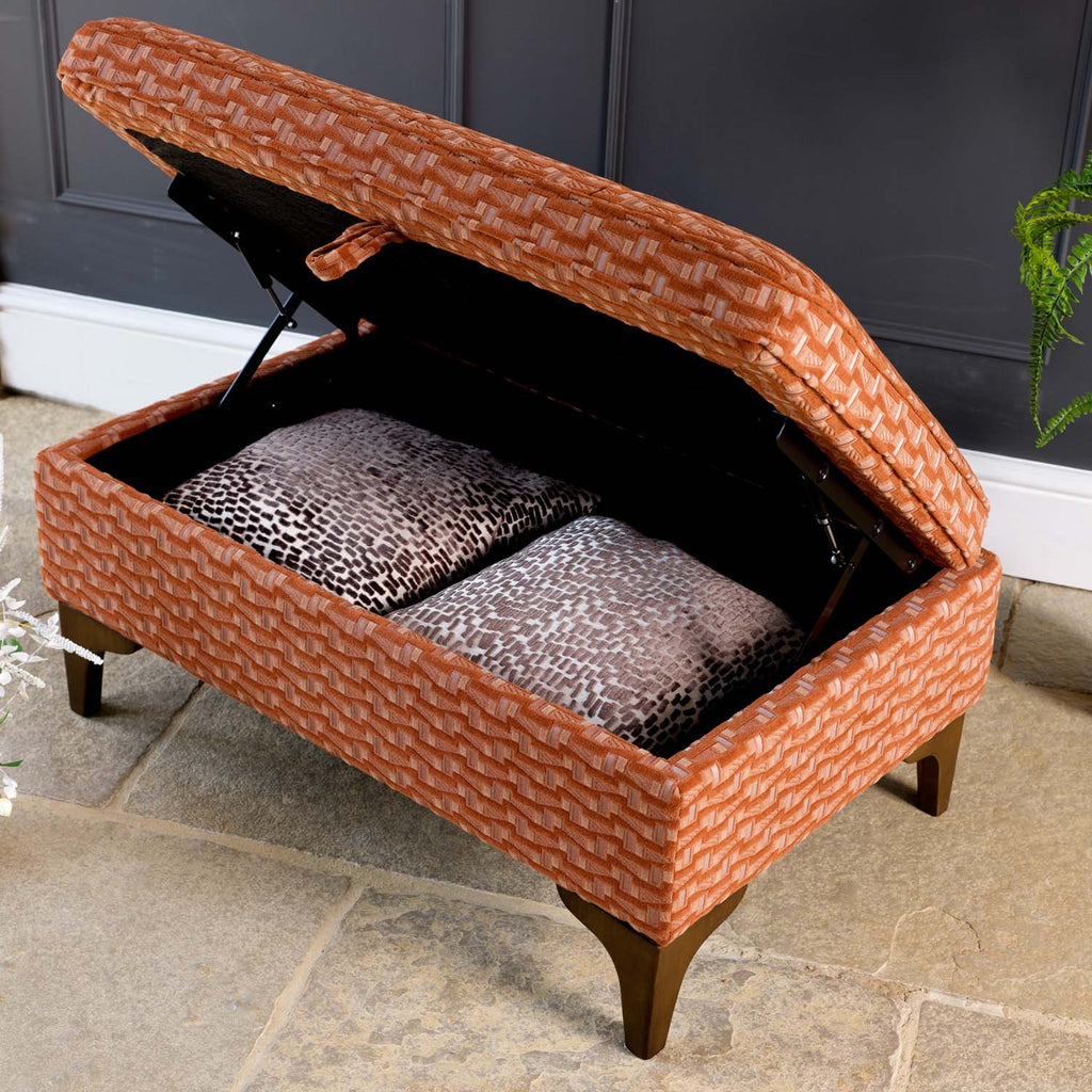 Hartpury Storage Ottoman in Rust Maze