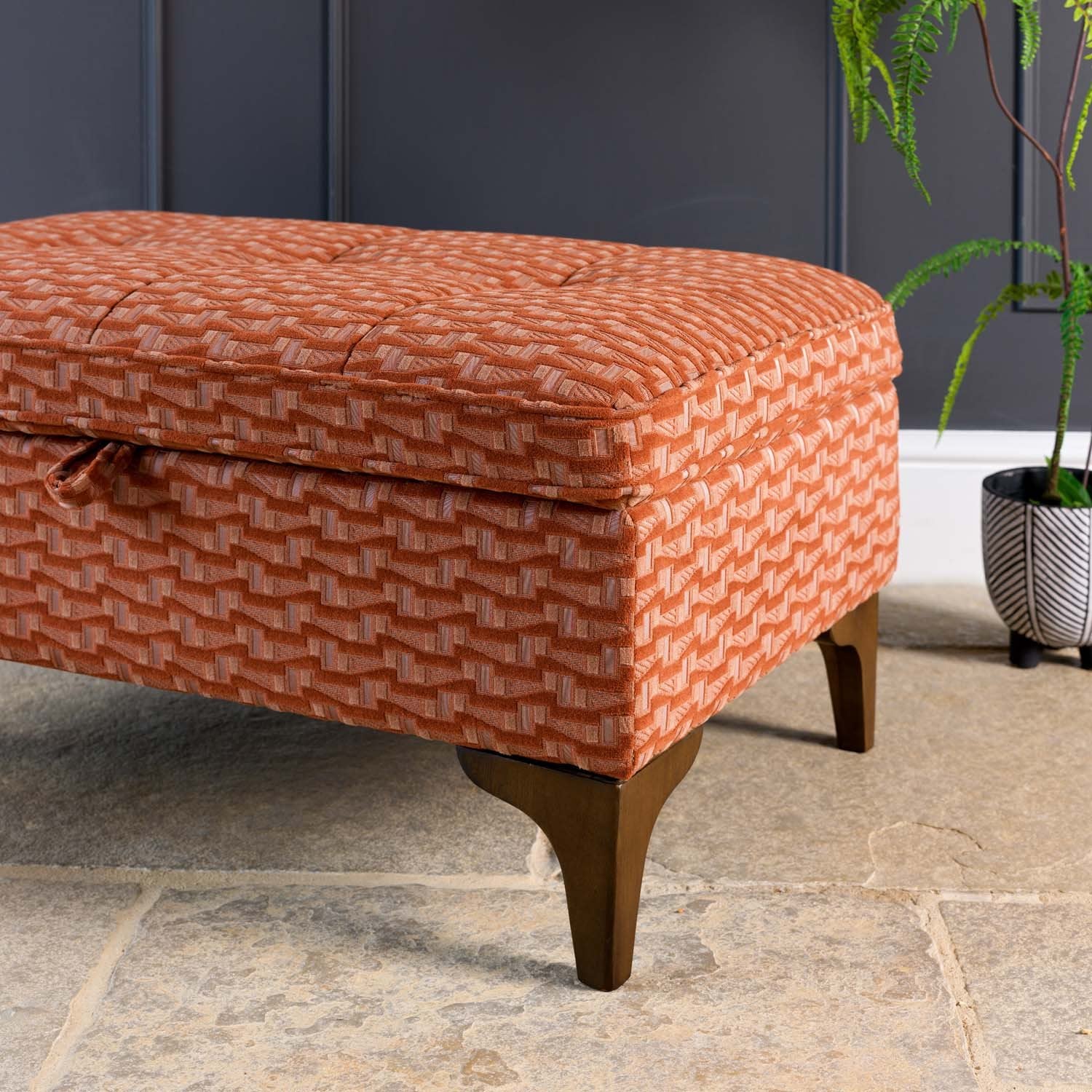 Hartpury Storage Ottoman in Rust Maze