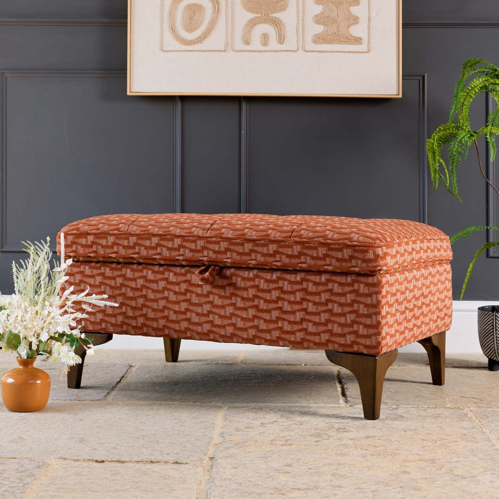 Hartpury Storage Ottoman in Rust Maze