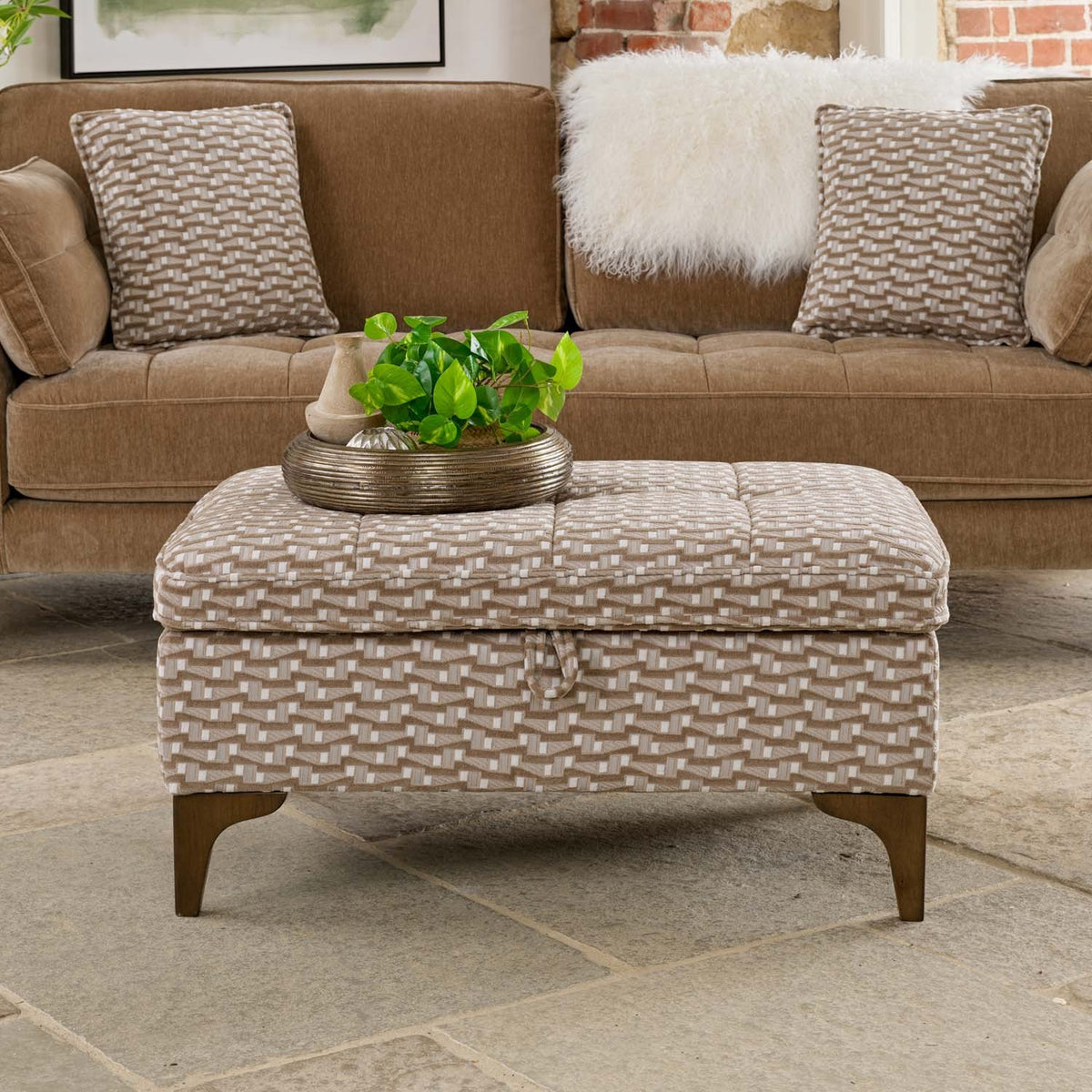 Hartpury Storage Ottoman in Taupe Maze