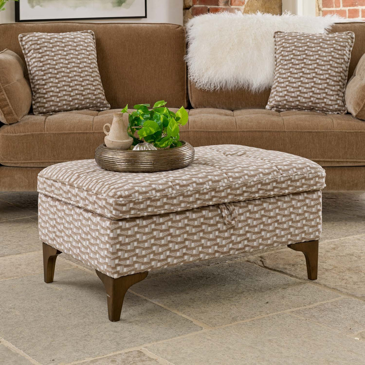 Hartpury Storage Ottoman in Taupe Maze