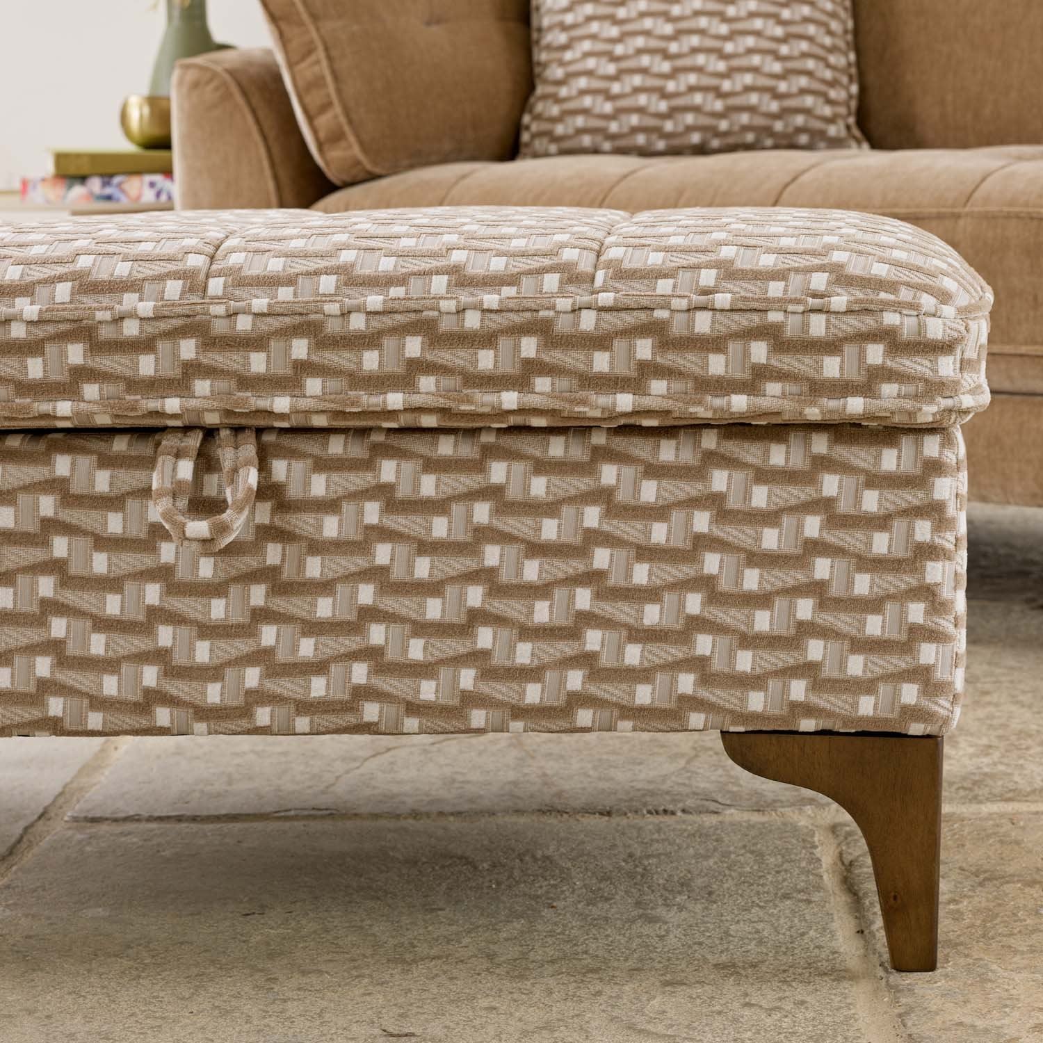 Hartpury Storage Ottoman in Taupe Maze