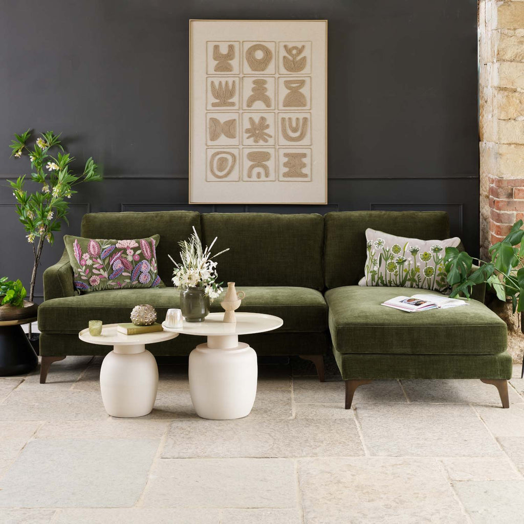Willow 2 Seater with Right Hand Chaise in Olive Green
