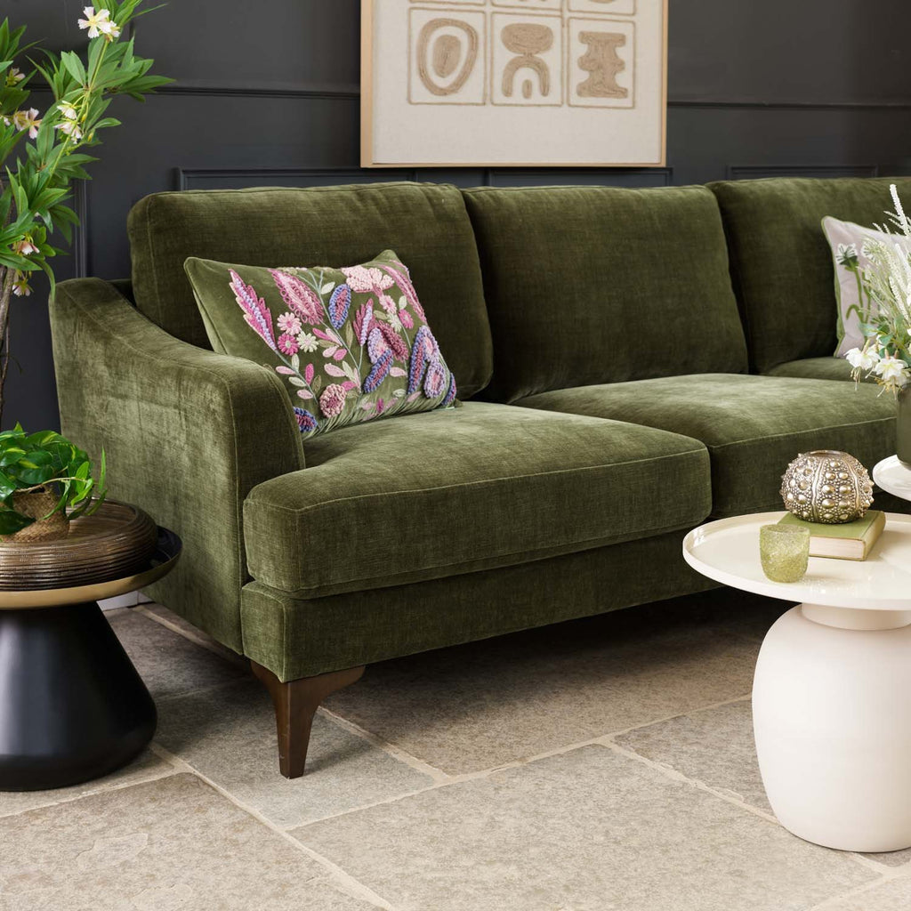 Willow 2 Seater with Right Hand Chaise in Olive Green