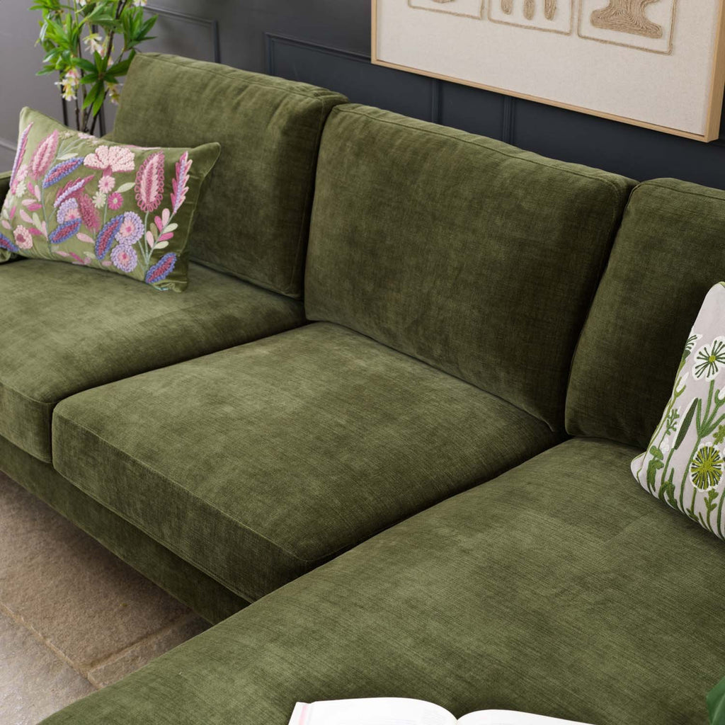 Willow 2 Seater with Right Hand Chaise in Olive Green