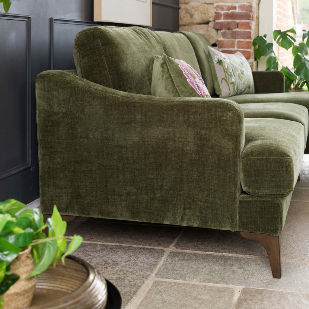 Willow 2 Seater with Right Hand Chaise in Olive Green