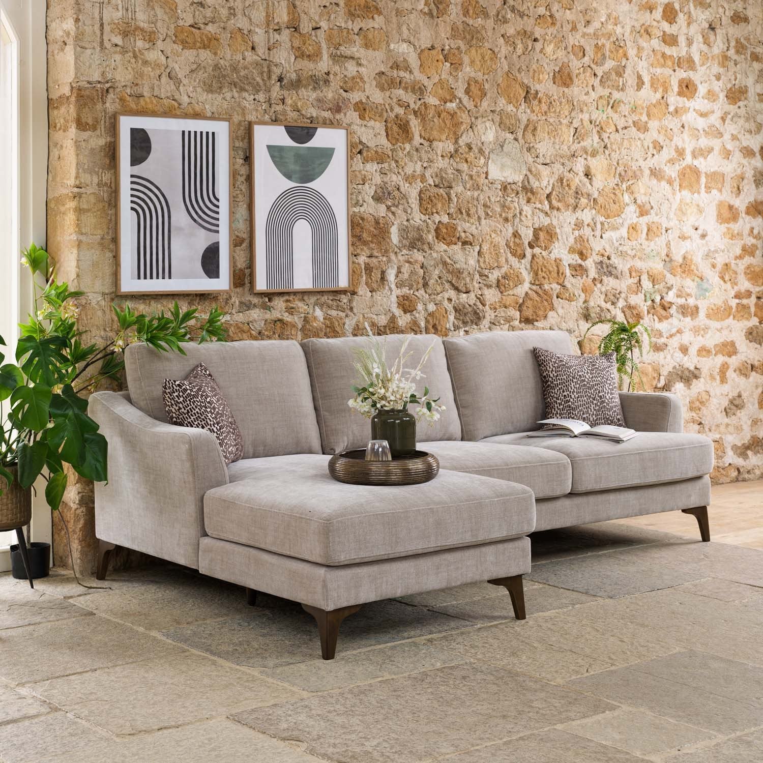 Willow 2 Seater with Left Hand Chaise in Mushroom
