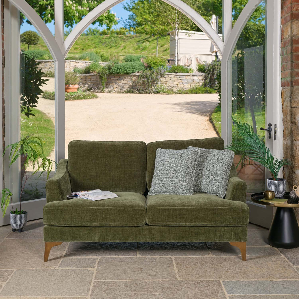 Willow 2 Seater Loveseat in Olive Green