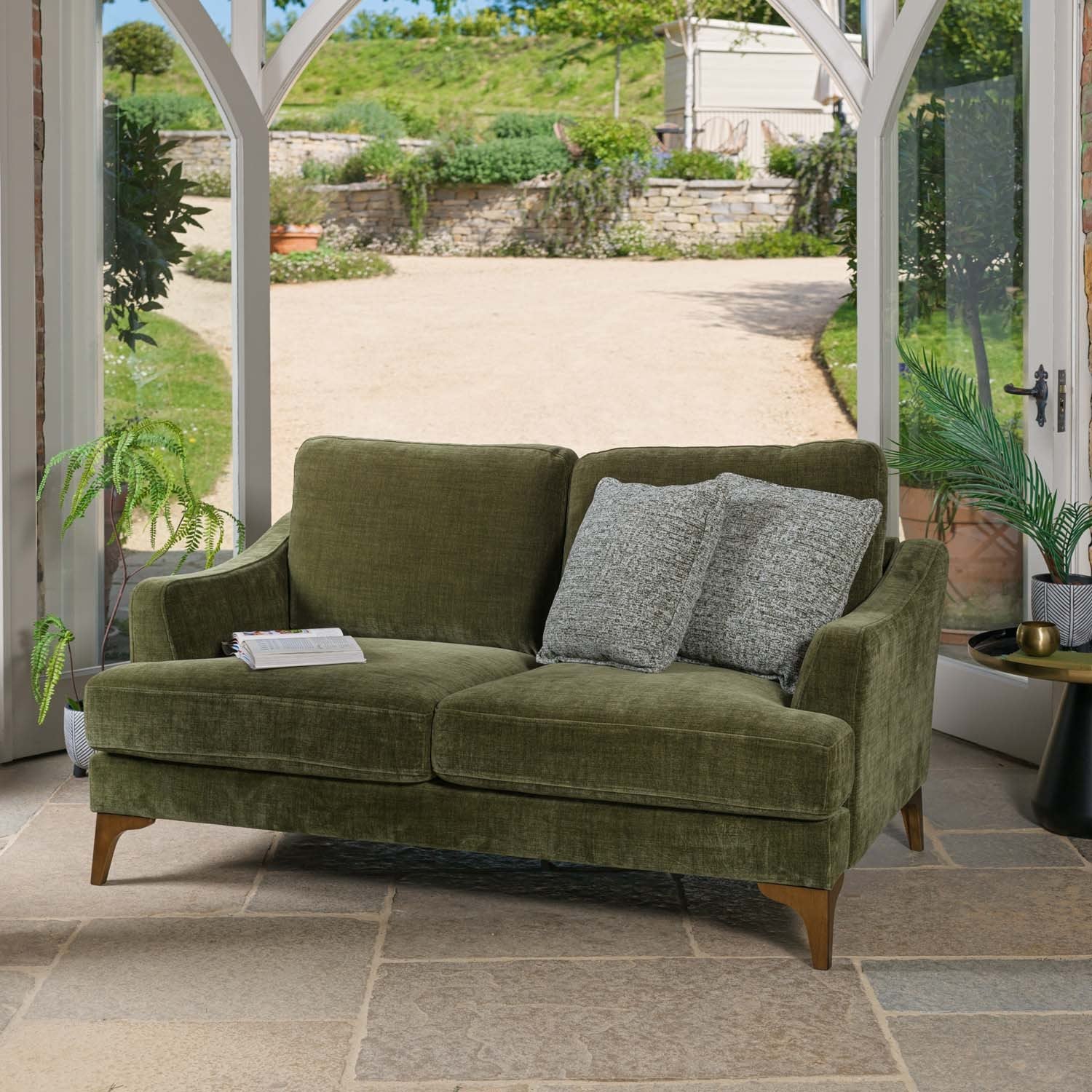 Willow 2 Seater Loveseat in Olive Green