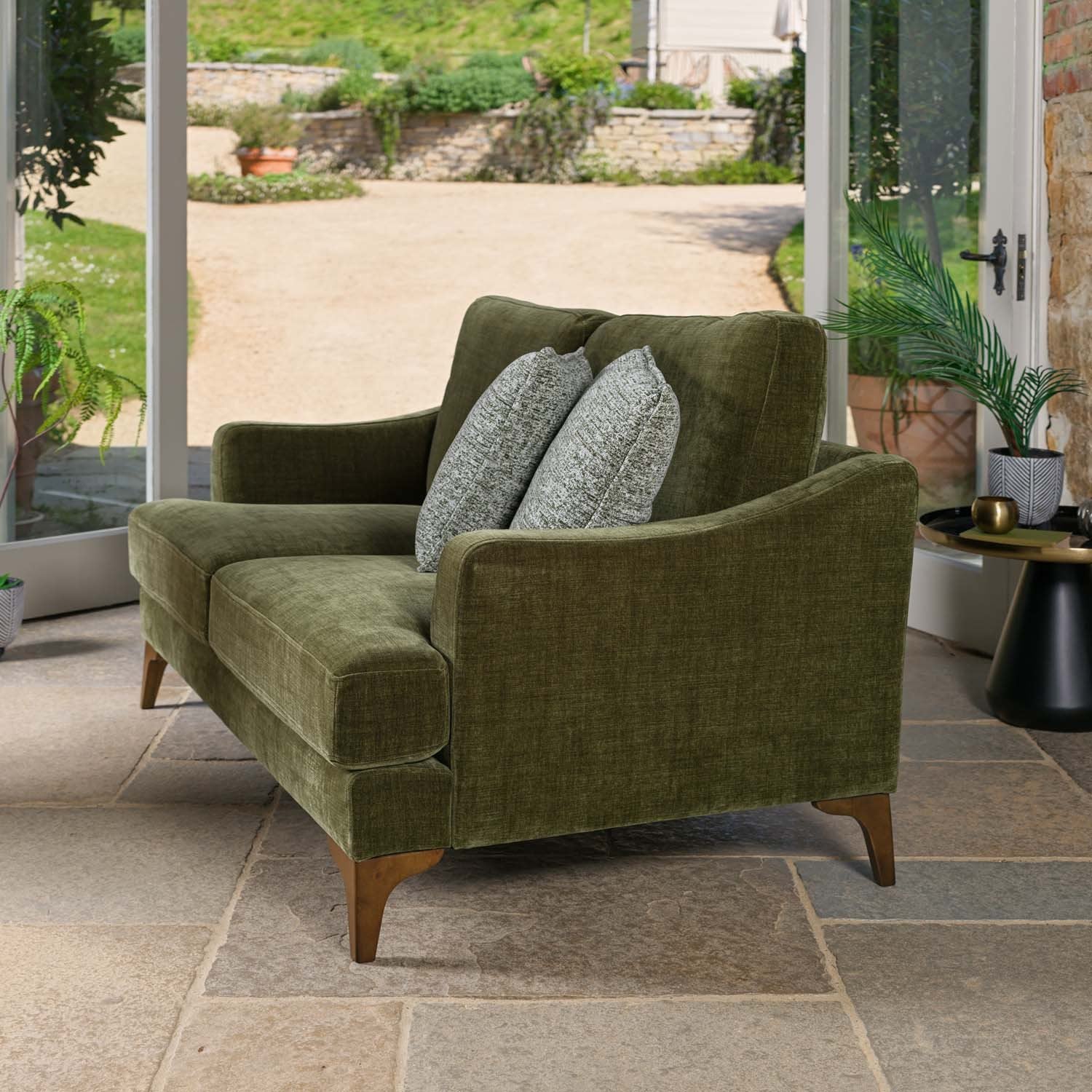 Willow 2 Seater Loveseat in Olive Green