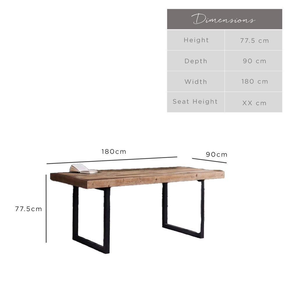 Adelaide Reclaimed Wood Dining Table 180cm