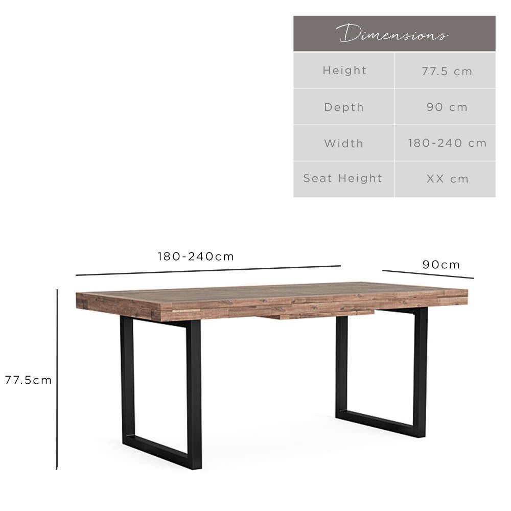 Adelaide Large Extendable Dining Table 180-240cm
