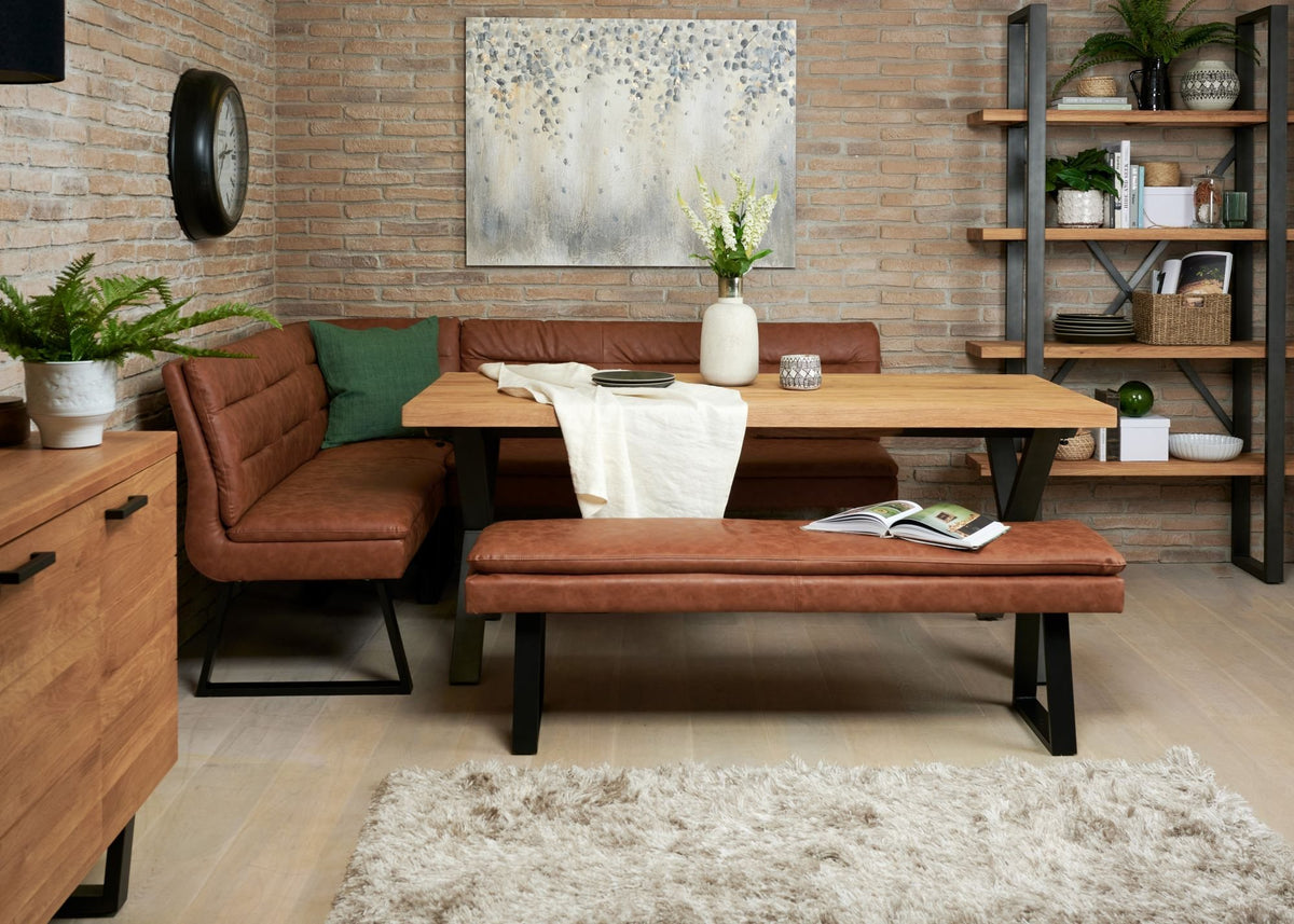 Industrial Corner Bench - Tan