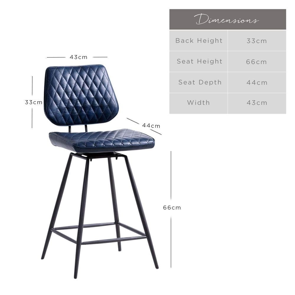 Digby Bar Stool - Dark Blue (Set of 2)