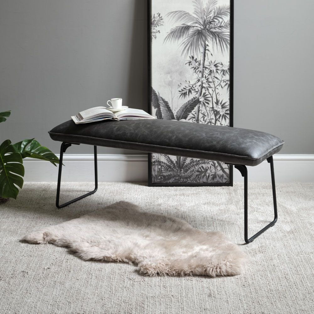 Hardy Faux Leather Low Dining Bench ��� Grey