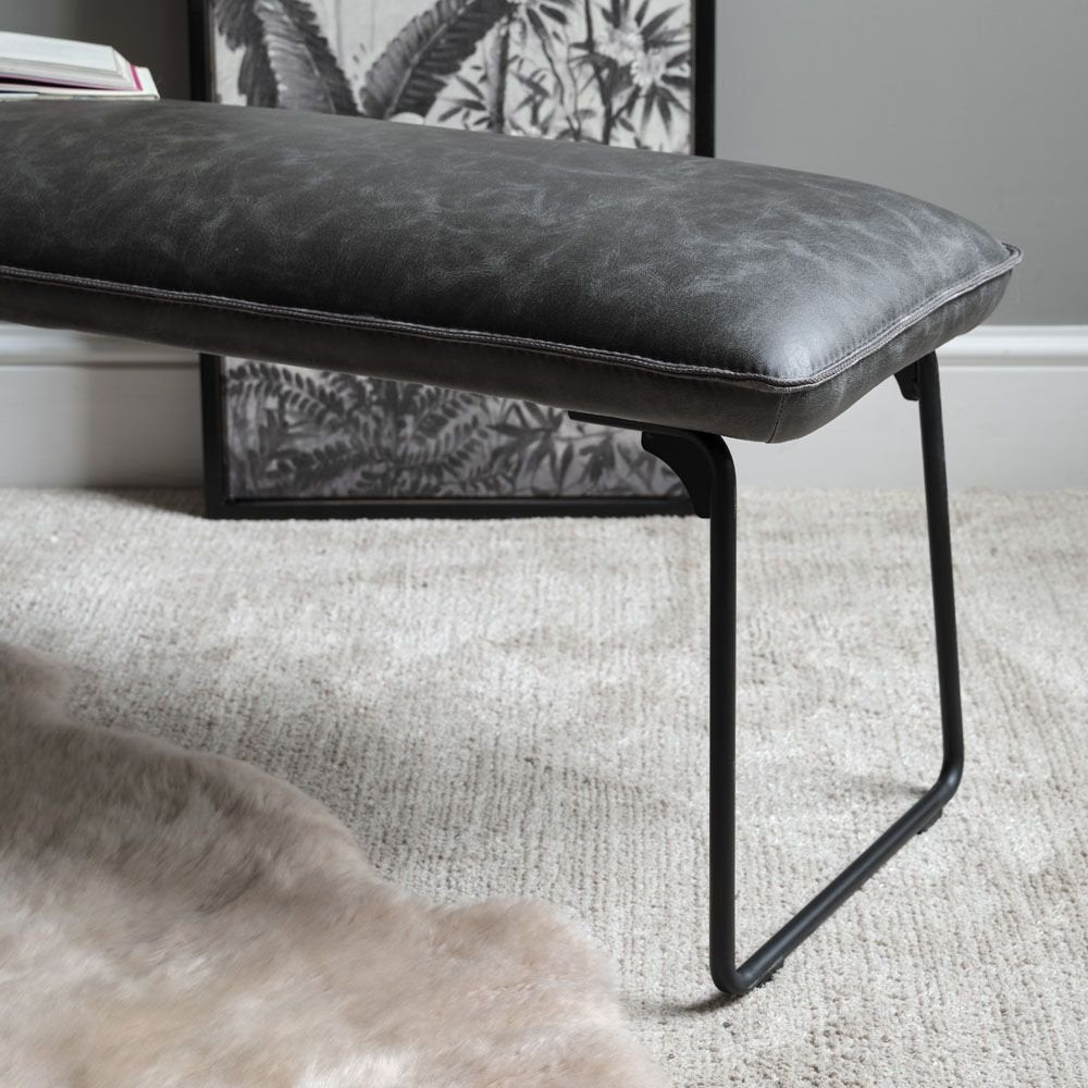 Hardy Faux Leather Low Dining Bench ��� Grey