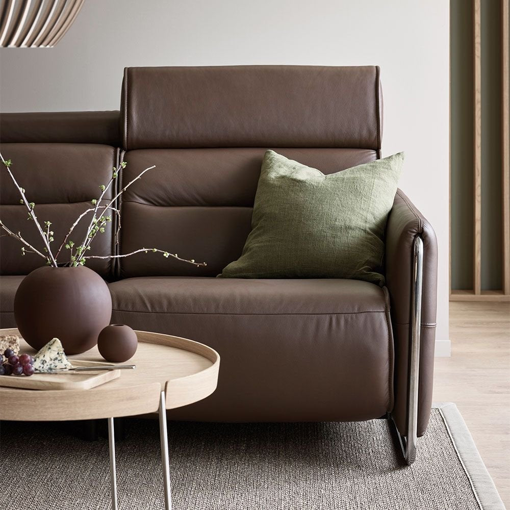 Stressless Emily 3 Seat Sofa Steel Arm - Paloma/Cori Leather