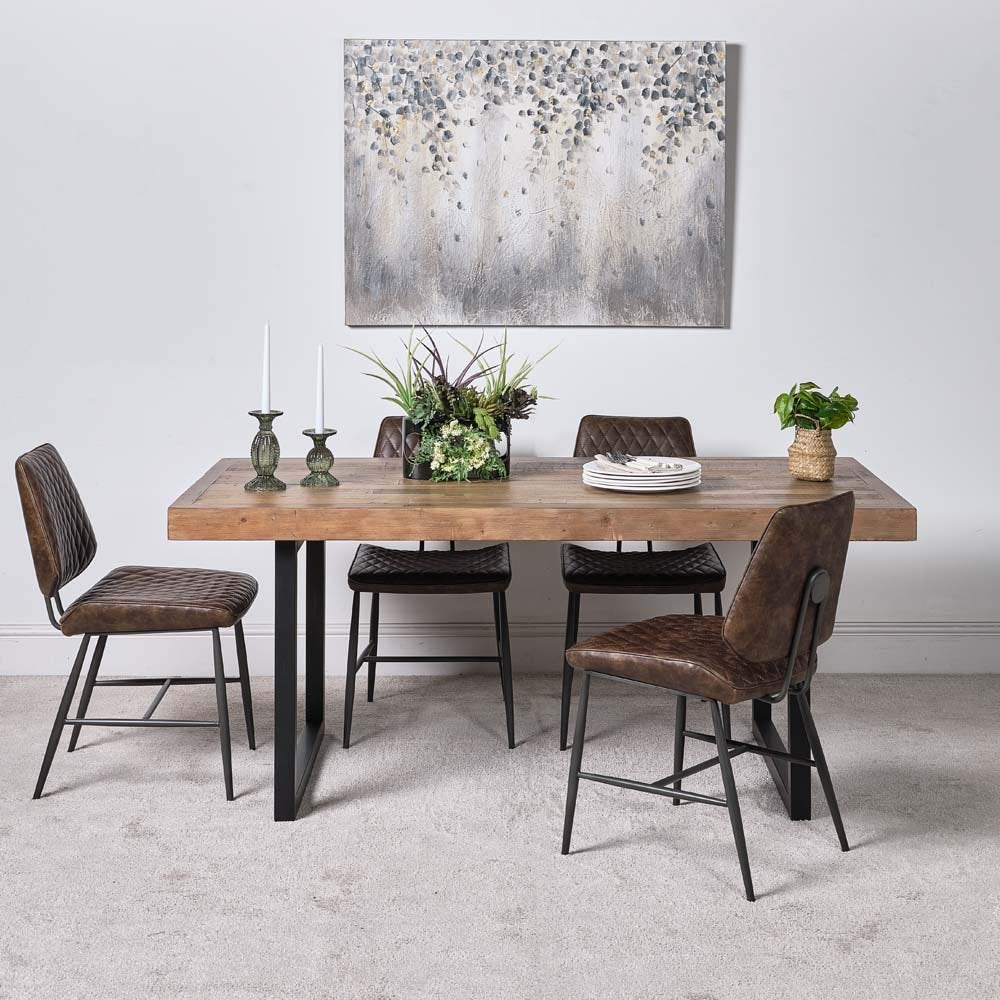 Adelaide 180cm Dining Table & 4 Digby Dining Chairs - Brown