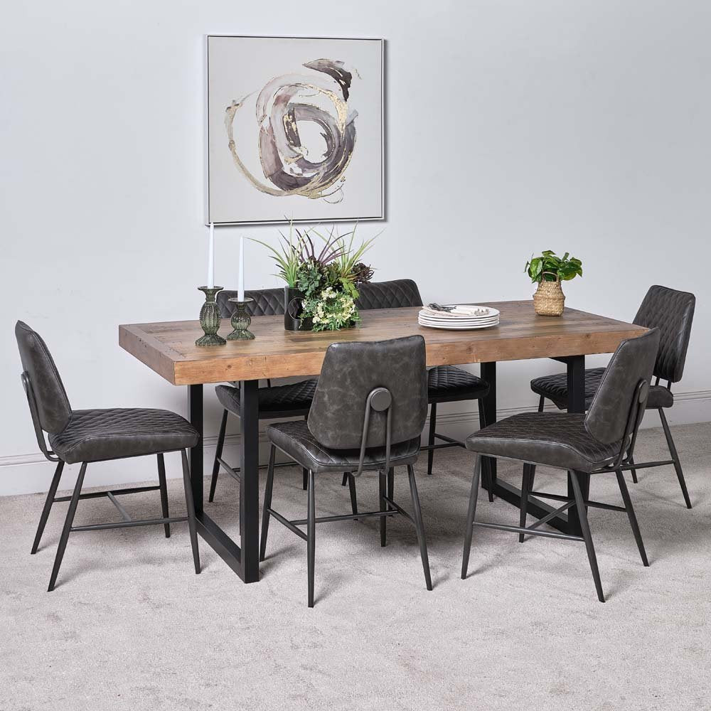 Adelaide 180cm Dining Table & 6 Digby Dining Chairs - Grey