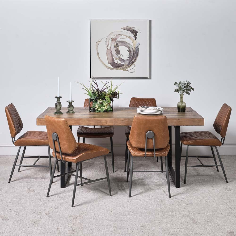 Adelaide 180cm Dining Table & 6 Digby Dining Chairs - Tan