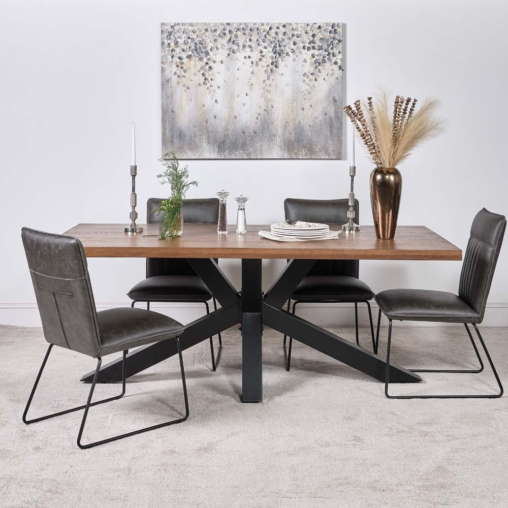 Soho Dining Table 200cm & 4 Hardy Dining Chairs - Grey