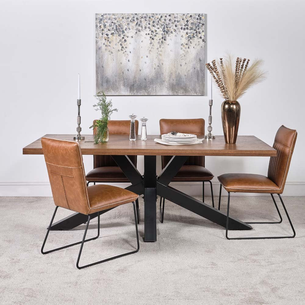 Soho Dining Table 200cm & 4 Hardy Dining Chairs - Tan