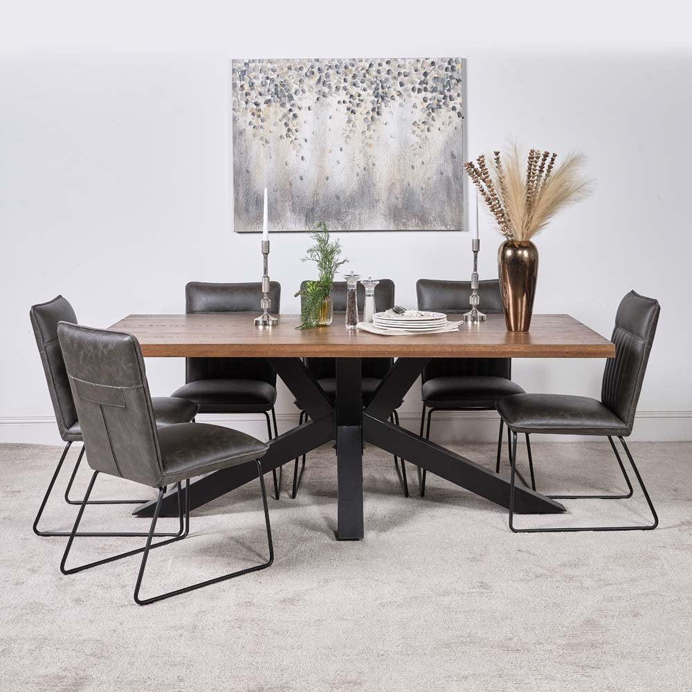 Soho Dining Table 200cm & 6 Hardy Dining Chairs - Grey