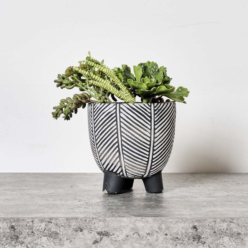Cement Leaf Vein Pot - Small