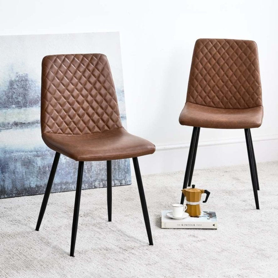 Eastcote White 150cm Dining Table & 4x Ripley Dining Chairs Tan