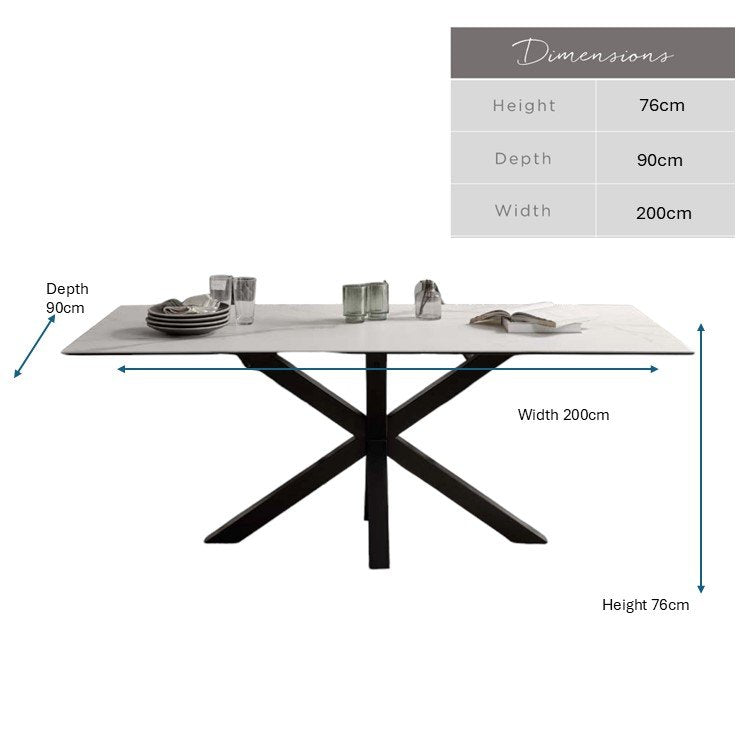 Eastcote Ceramic Dining Table 200cm - White