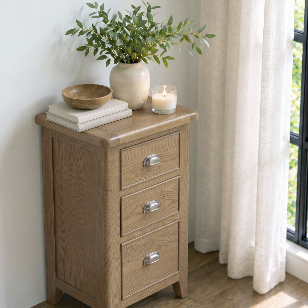 Bridport 3 Drawer Bedside Table