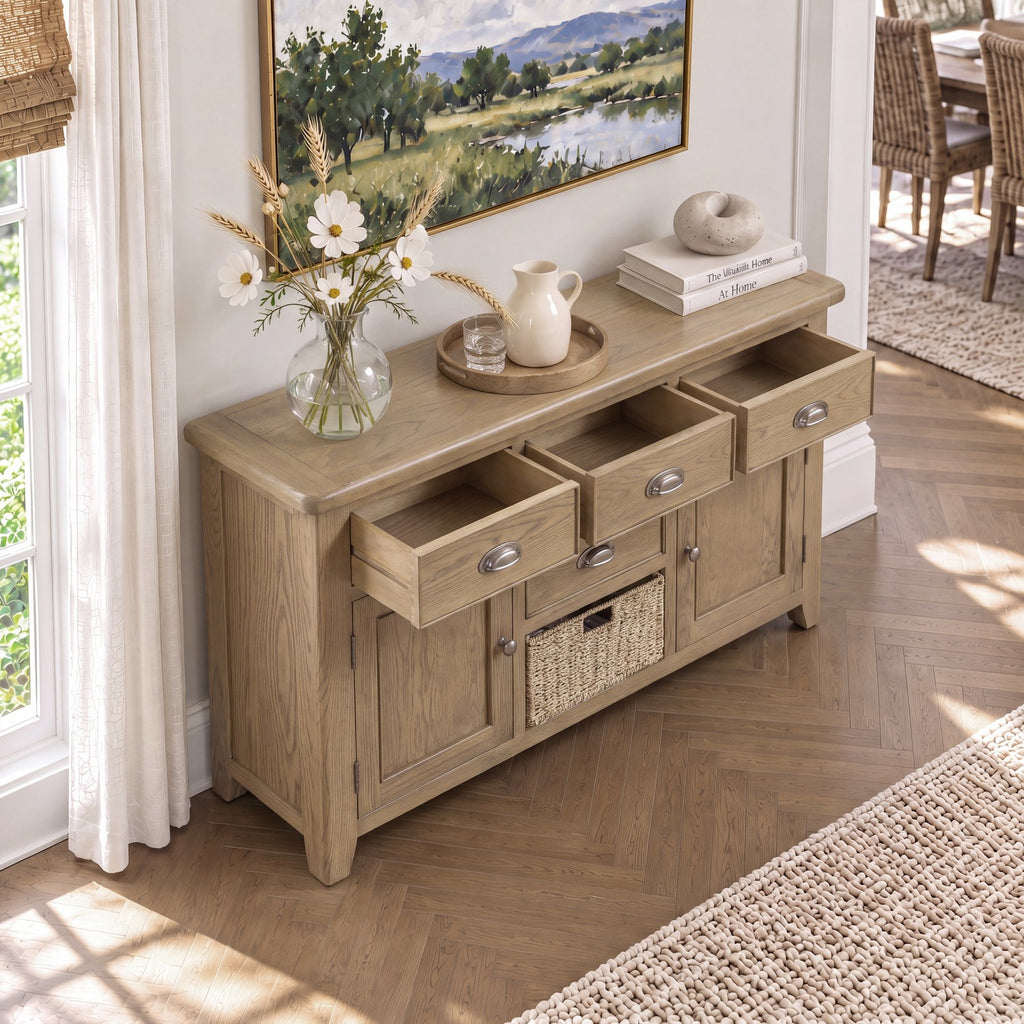 Bridport 2 Door 3 Drawer Large Sideboard with Baskets