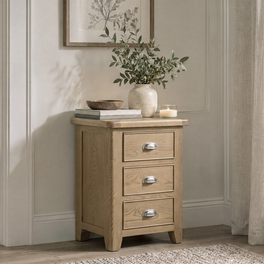 Bridport 3 Drawer Bedside Table