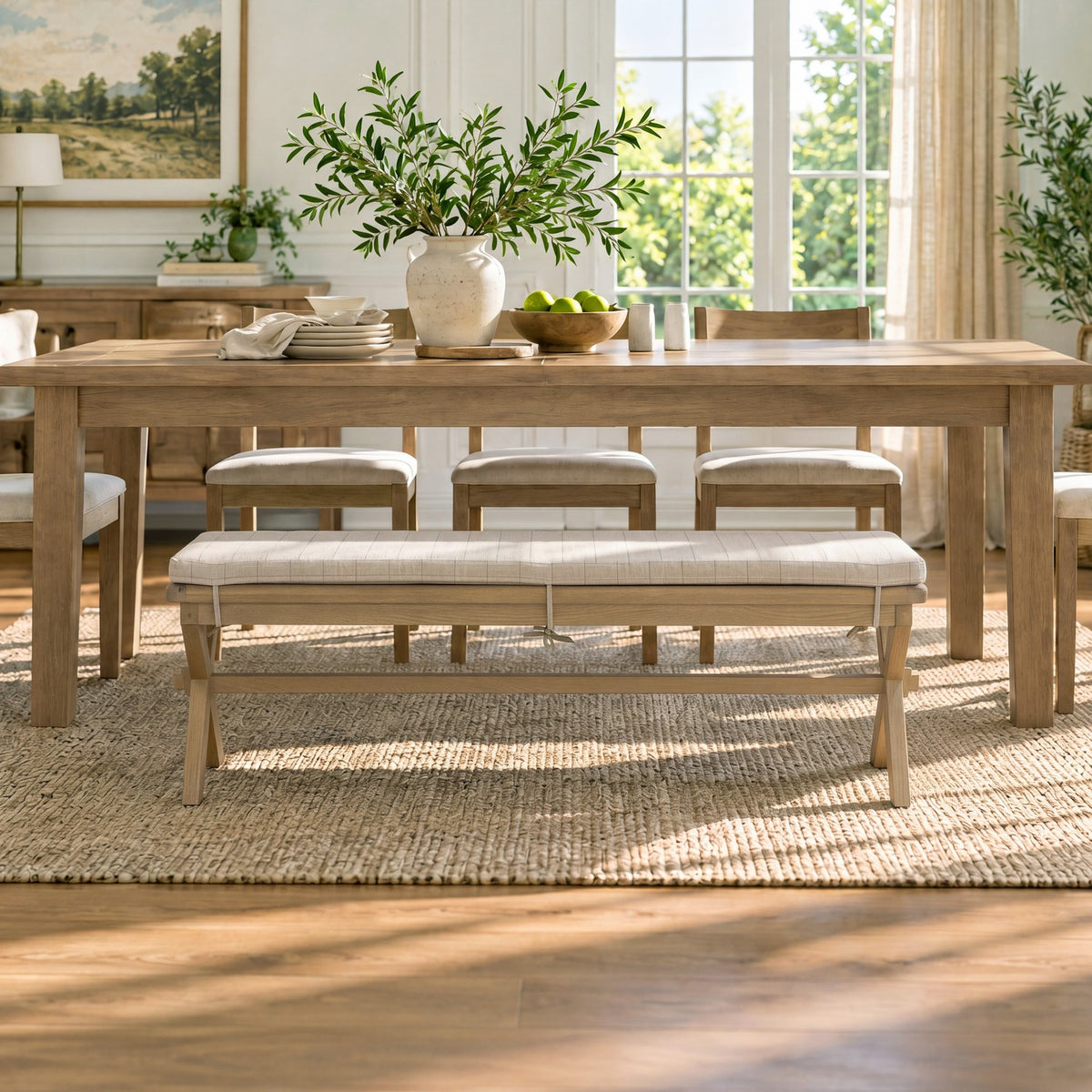 Bridport Cross Leg Bench with Cushion