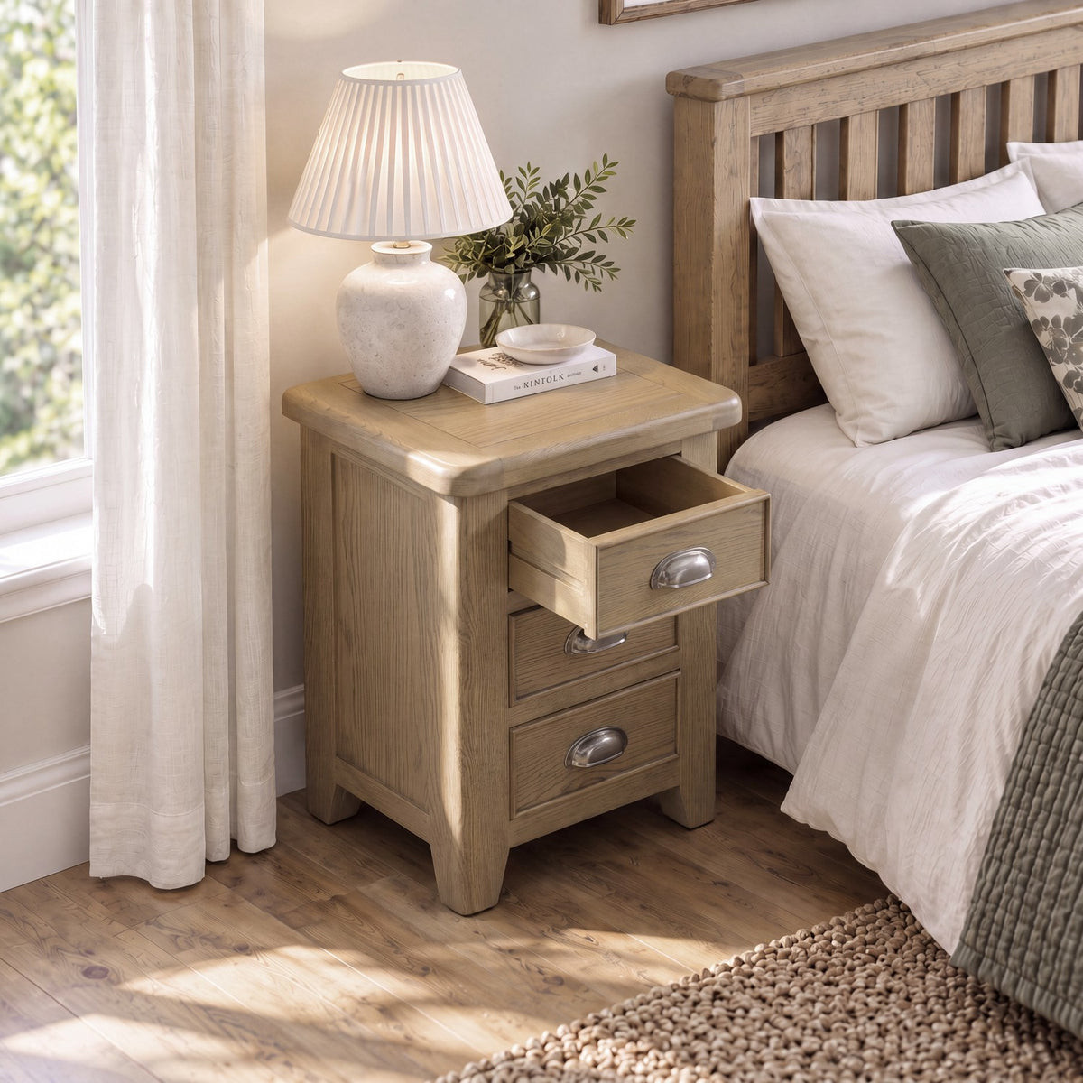 Bridport 3 Drawer Bedside Table