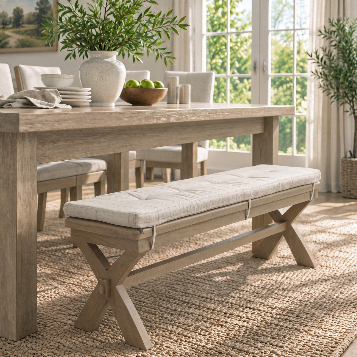 Bridport Cross Leg Bench with Cushion