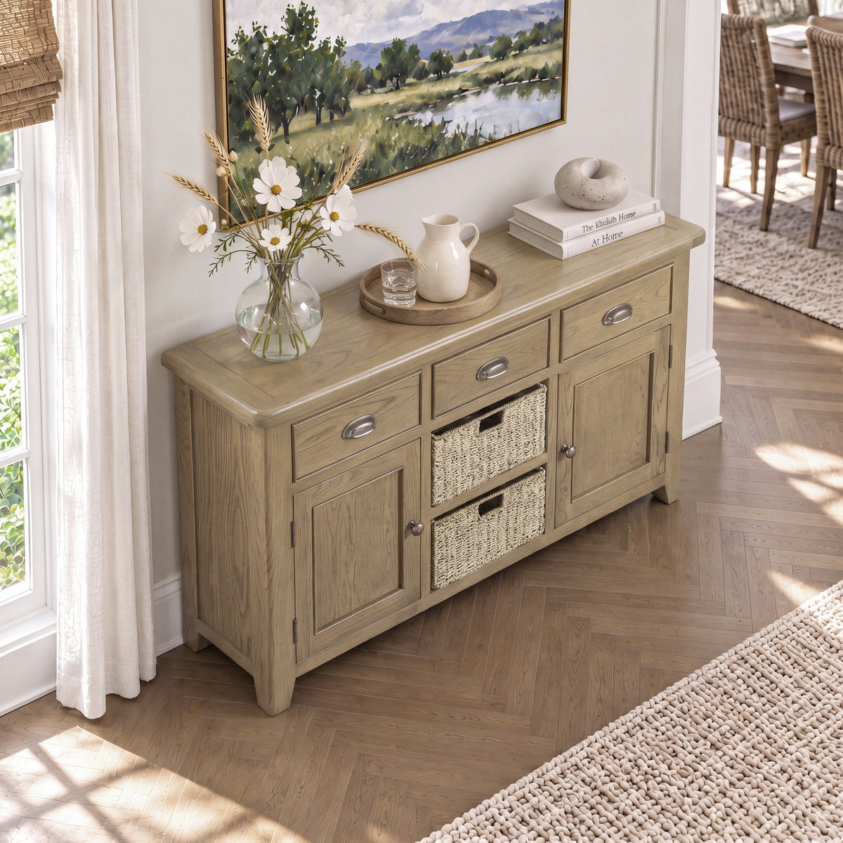 Bridport 2 Door 3 Drawer Large Sideboard with Baskets