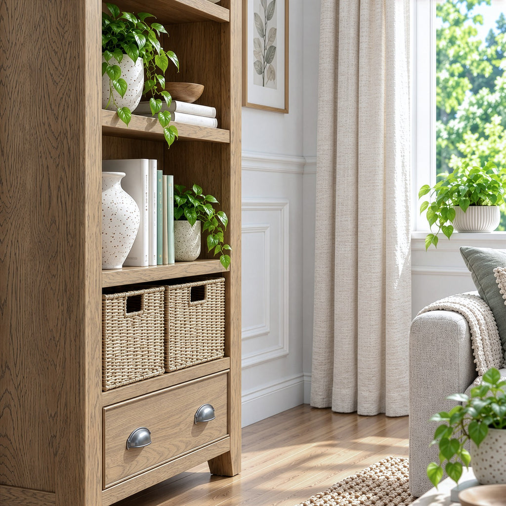Bridport Large Bookcase with Drawer and Baskets