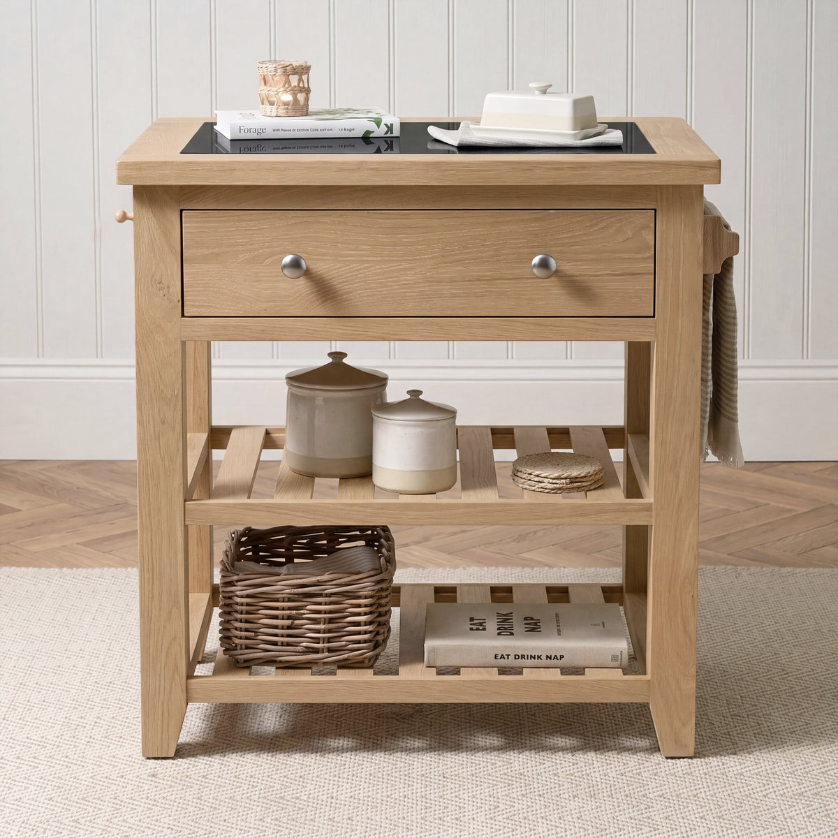Bibury Small Kitchen Island in Natural Oak