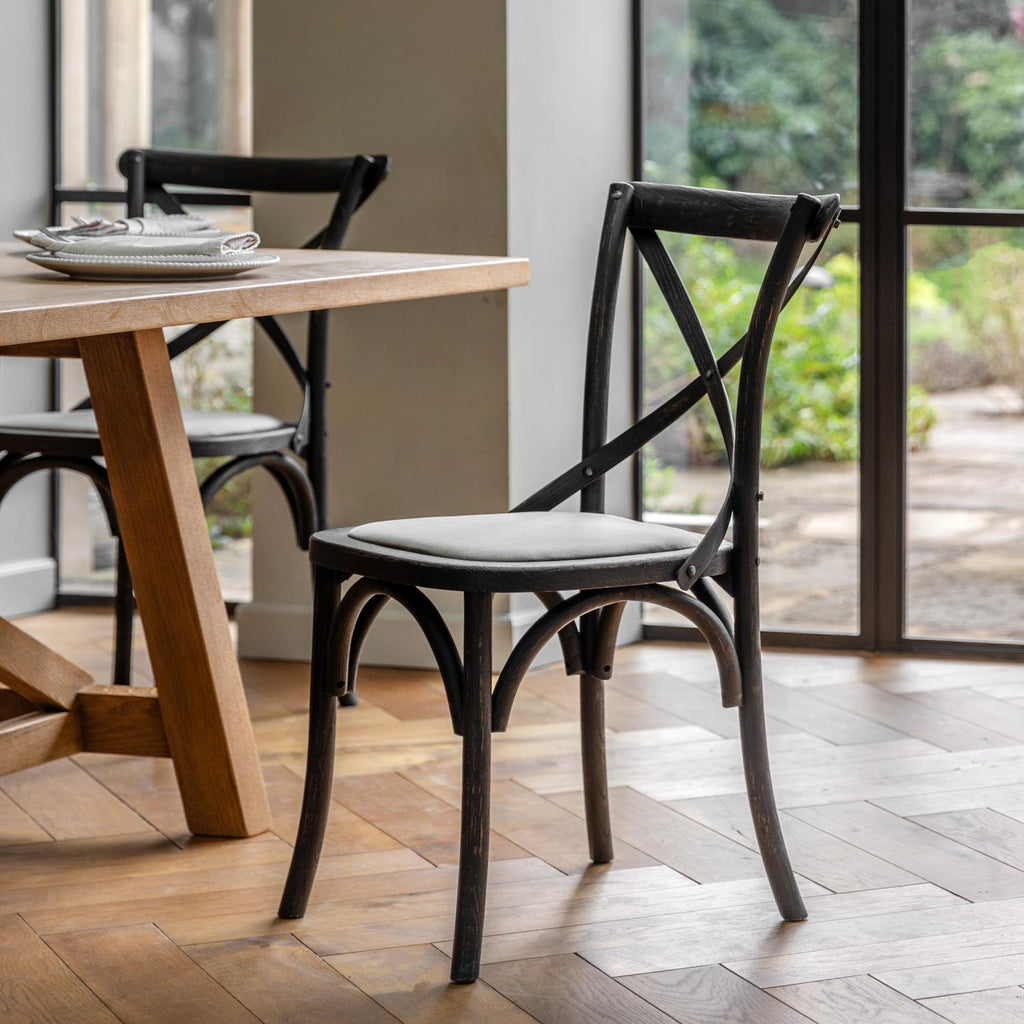 Cafe Chair Black Linen (2pk)