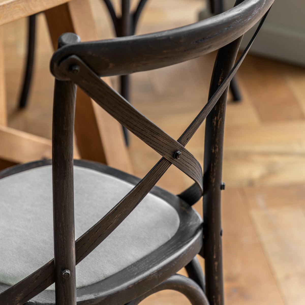 Cafe Chair Black Linen (2pk)