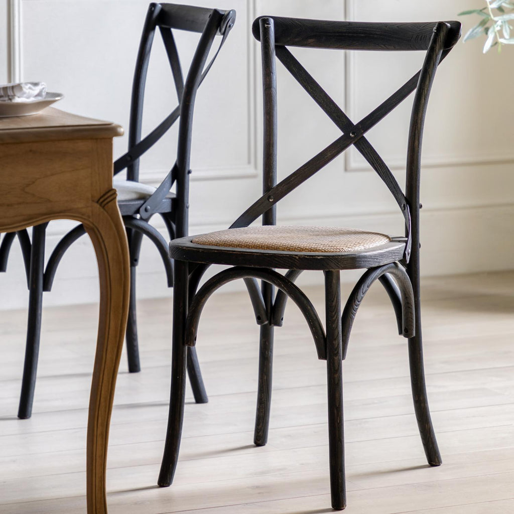 Cafe Chair Black/Rattan (2pk)