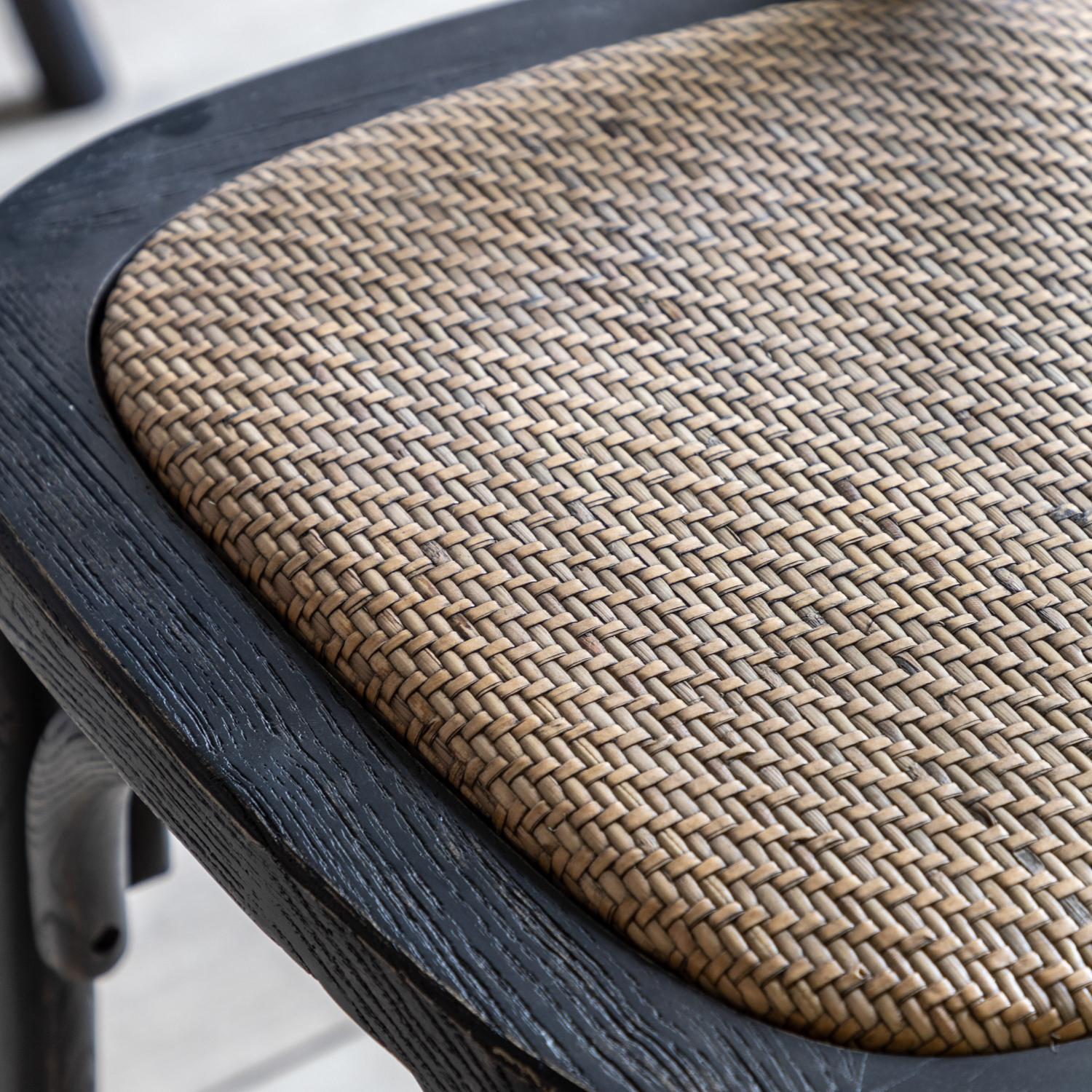 Cafe Chair Black/Rattan (2pk)