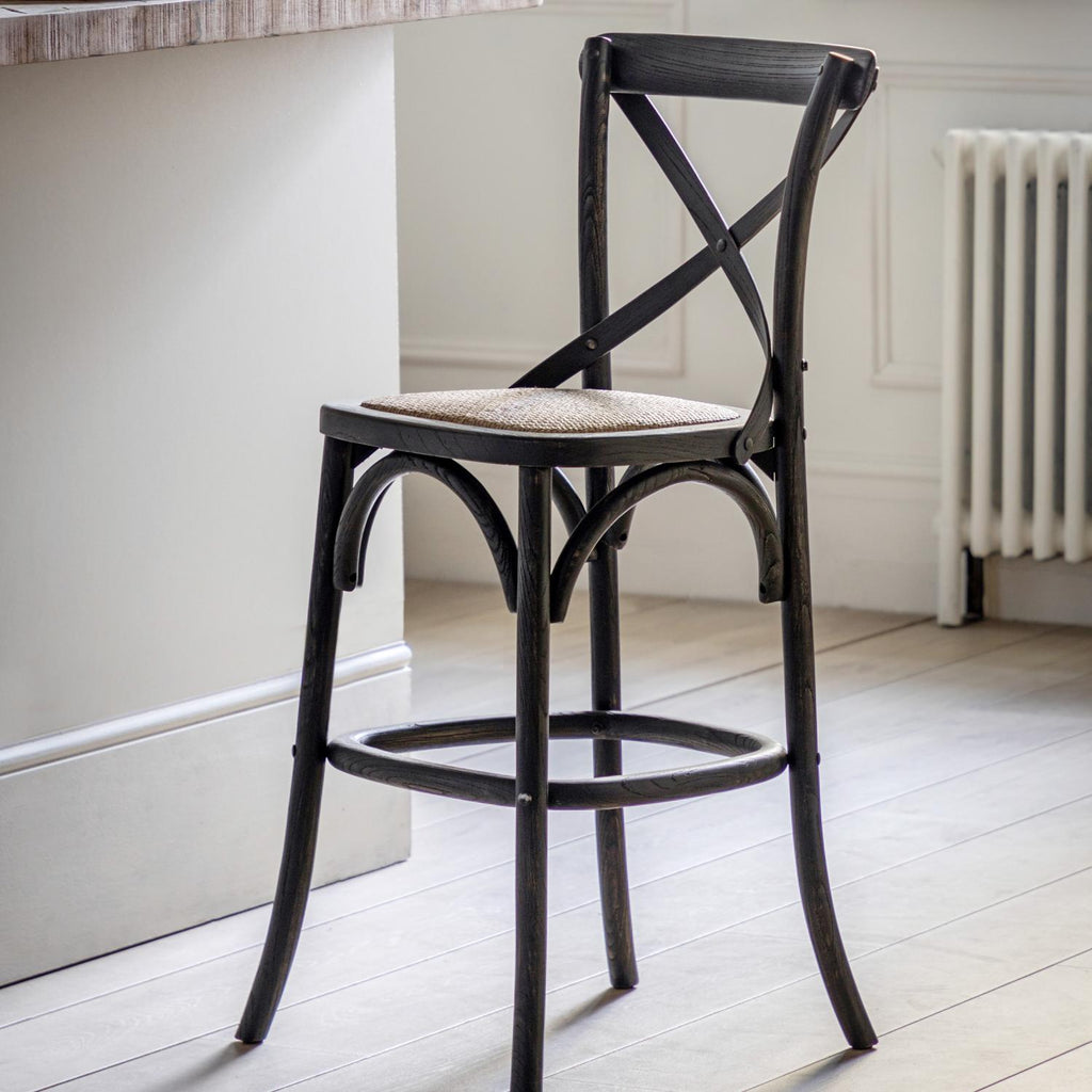 Cafe Stool Black/Rattan (2pk)