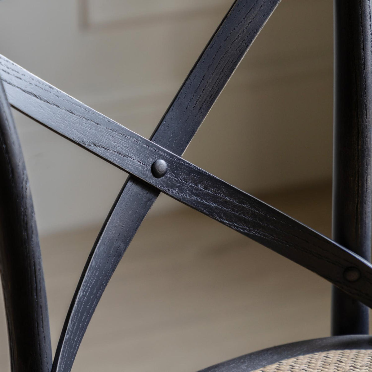 Cafe Stool Black/Rattan (2pk)