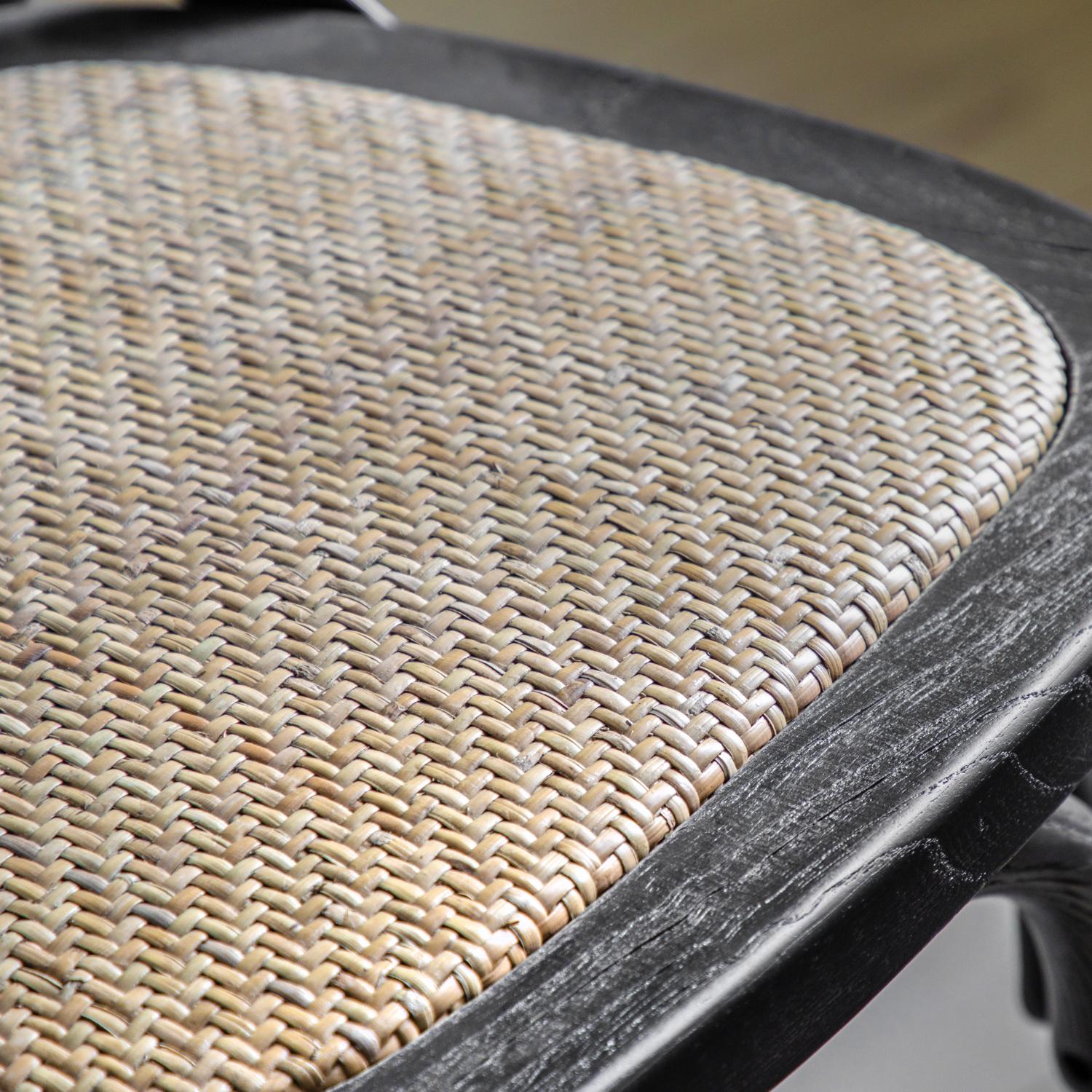 Cafe Stool Black/Rattan (2pk)