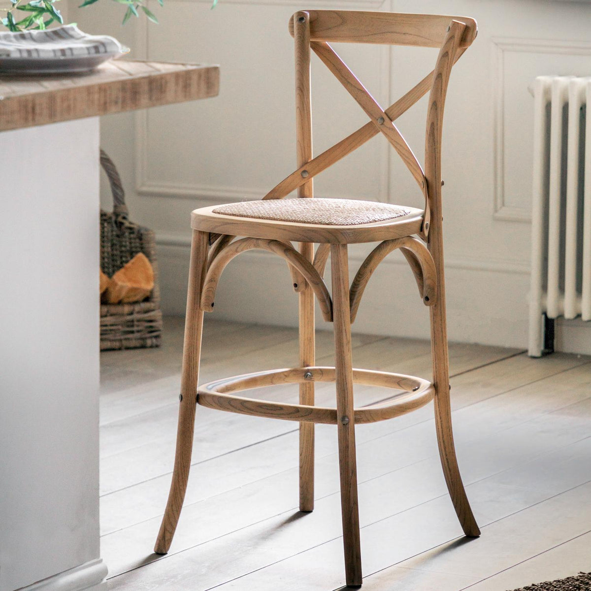 Cafe Stool Oak/Rattan (2pk)