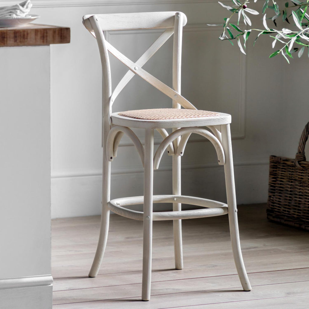 Cafe Stool White/Rattan (2pk)
